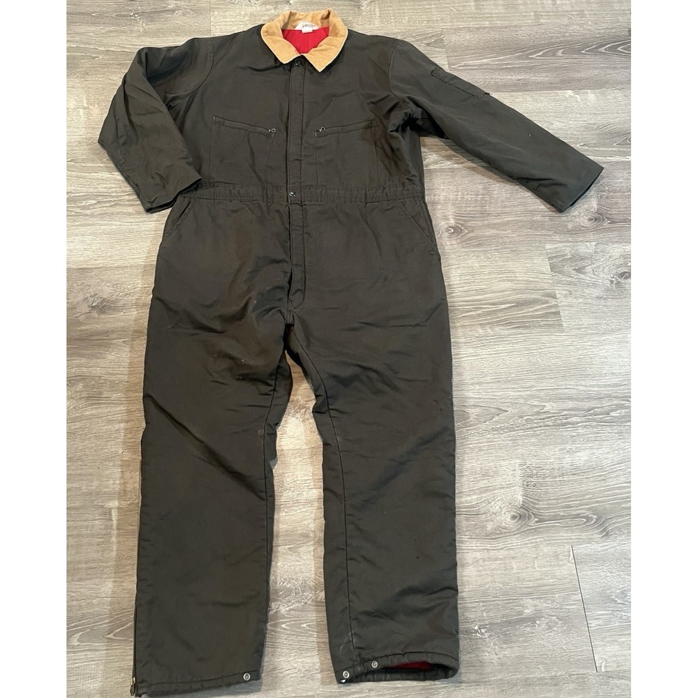 Key Imperial Quilted Greyish Green Insulated Coveralls 46 Reg Vintage USA